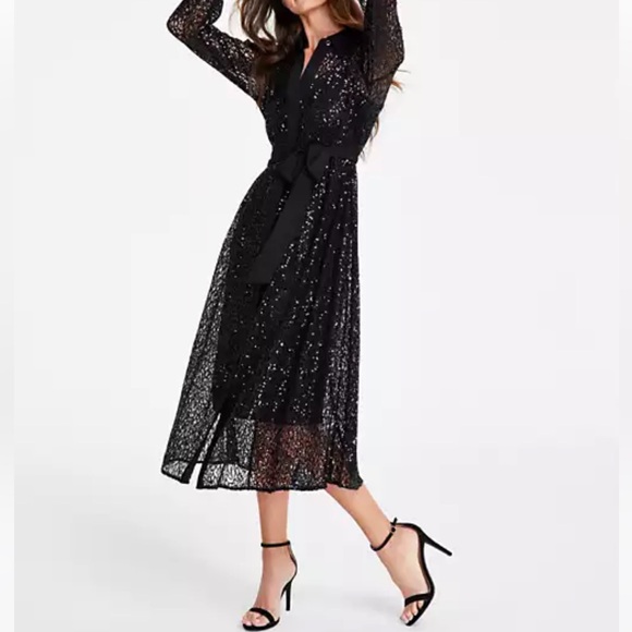 🆕 Women's Button-Front A-Line Sequin Lace Dress. - Picture 3 of 17